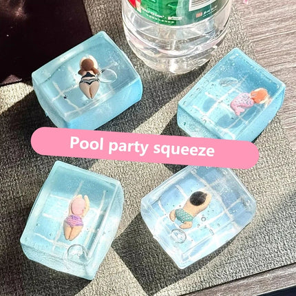 Squishy Swimming Pool Squeeze Toys Stress Relief Slow Rebound Fidget Toys Soft Maltose Decompression Squeeze Toy Gift for Adults