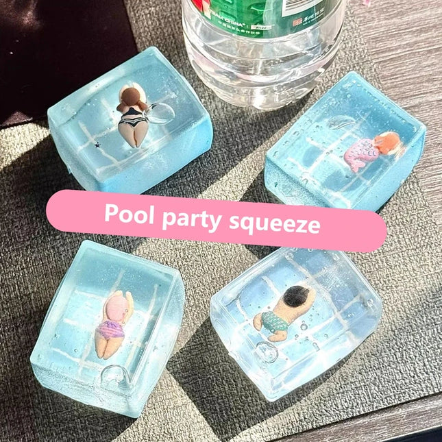 Squishy Swimming Pool Squeeze Toys Stress Relief Slow Rebound Fidget Toys Soft Maltose Decompression Squeeze Toy Gift for Adults