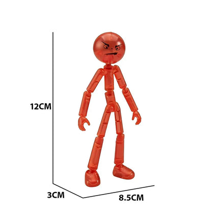3D Printed Jointed Dummy Action Figure DIY Assembly Movable Robot Red Translucent Toy Model Gift
