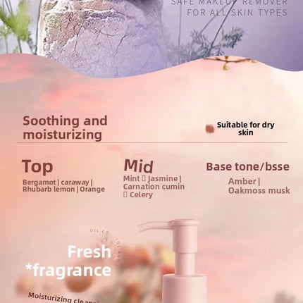 Makeup remover oil, eye, lip and face makeup remover liquid cream, water temperature and deep cleansing for sensitive skin