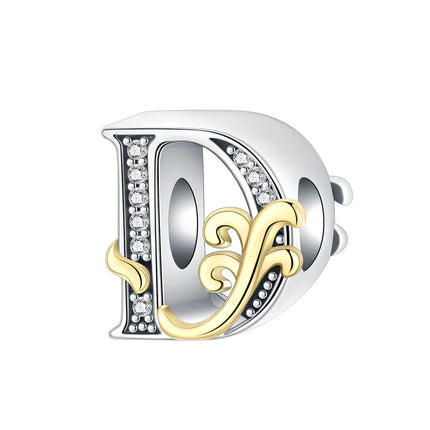925 silver 26 letters retro fashion golden pendant fit original bracelet charm beads necklace Diy female jewelry