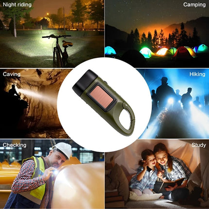 Solar Flashlight Portable Outdoor Hiking Hand Crank Rechargeable Emergency Camping Lights Multi-functional Emergency Light