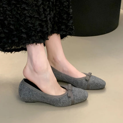 Fur Lining Women Flats Shoes Concise Round Toe Butterfly-knot Shoes Comfort Soft Sole Outdoor Shoes 2026 Spring Autumn Loafer