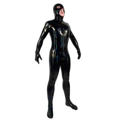 Mens Sexy PVC Leather Catsuit Latex Full Zentai Tight Catsuit Jumpsuit Zipper Open Crotch Wet Look Bodysuit Pole Dance Clubwear