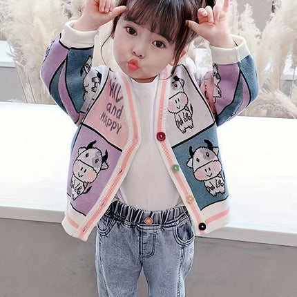 Girls' Cardigan Sweater New Spring and Autumn Style Children's Stylish Jacket Korean Version 1-3 Year Old Baby Girl Knitwear Autumn Outfit