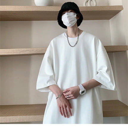 Men's Cotton T-shirts White Men's Oversized T-Shirt Solid Summer Casual Wear Tee Shirts Fashion for Men 5XL Male Clothes