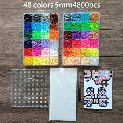 Fuse Beads Kit 24/48 colors 5MM 3D Pixel Puzzle Iron Beads Handmade Crafts Decor DIY Make Puzzle High Quality Melting Beads