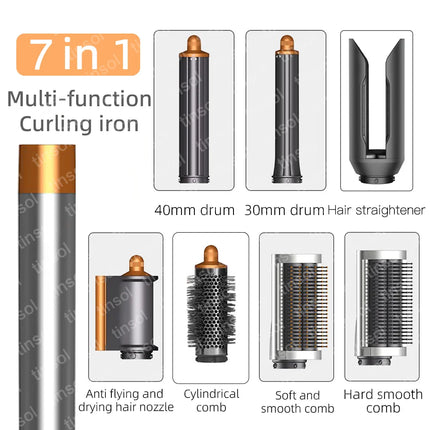 TINSOL 7 in 1 Multi-Function Hair Dryer & Styling Tool Automatic Curling Set 1300W Straightener Professional Salon Hair Dryer