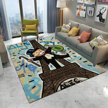 Dollar Monopoly Cartoon Retro Games Carpet Rug for Home Living Room Bedroom Sofa Doormat Decor,kids Area Rug Non-slip Floor Mat