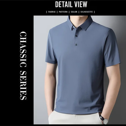 Summer New Men's Short Sleeve Ice Silk POLO Shirt Fashion Simple Men's Business Casual Pullover Large Size 5XL