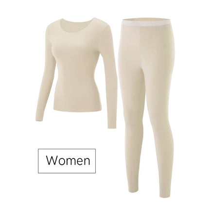 SUJIIN Thermal Underwear Set for Women Men 2024 Winter Crew Neck Thermals Tops Couple Long Johns Anti-Static Set Woman 2 Pieces