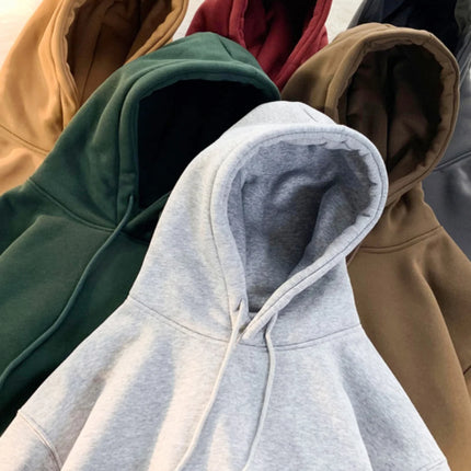 Factory Direct Sales Latest Solid Color Loose Breathable High Street Retro Men's Crew Neck Cotton Versatile Hoodie