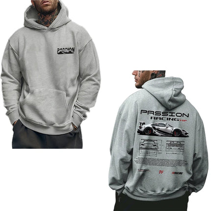 3D Car Print Men's Fashion Long Sleeve Casual Sports Hoodie Sweatshirt, Suitable For Autumn And Spring Outdoor Sports