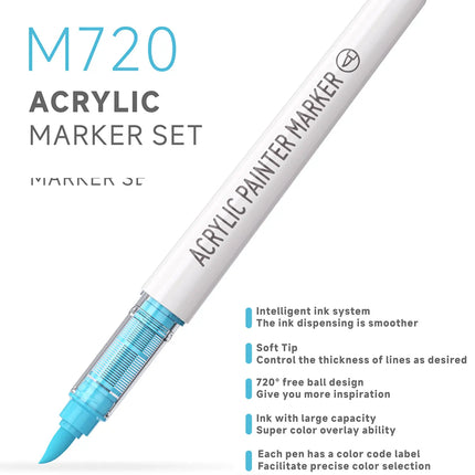 Languo 9pcs/box Soft Brush Acrylic Marker Pen Set，DIY Hand Drawn,Paint Art Markers pens,Student Graffiti Acrylic Paint Pens,M720