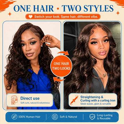 Lightweight Knotless Body Wave Miracle Knots Feather Crochet Bundles 100% Human Hair For Boho Braid #4 Chocolate Brown Bulk Hair