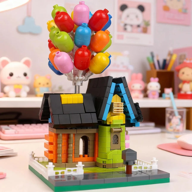 Mini Balloon House Model, Micro Architecture Cottage Desktop Decor, DIY Building Blocks, Birthday Gift, Christmas Gift