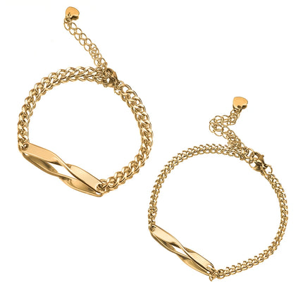 2pcs/set Titanium Steel Manufactured Mobius Couple Bracelet Customized Name Date Carved Bracelet Male and Female Jewelry Gifts