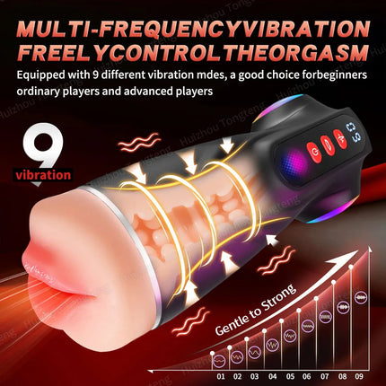 Male Masturbator 3 Sleeves Pocket Pussy Penis Pump with 9 Sucking & 9 Vibrating APP Control Mens Sex Toy Adult Sex Toys for Men