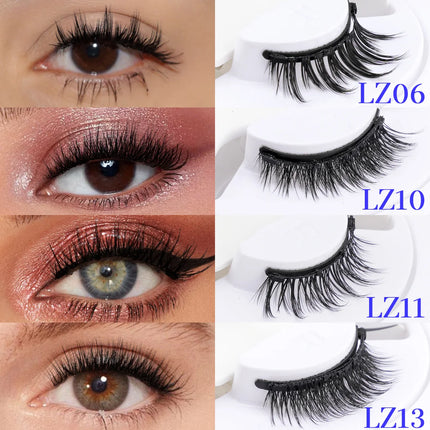 Lanjinglin Magnetic Eyelashes 1 Pair Natural Faux Mink Lashes Reusable False Eyelashes Tweezer Set Eyelash Extension Makeup Tool