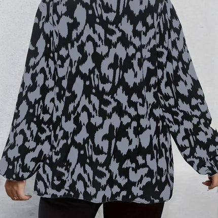 Plus Size 1XL-5XL New Women's Shirt Pattern Printed V-neck Top Long Sleeved Shirt Comfortable and Breathable