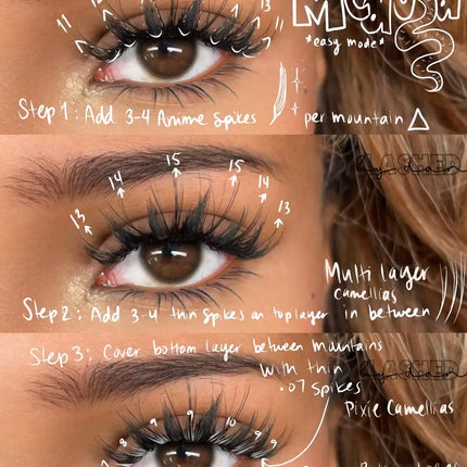 ABONNIE Multi Layered Eyelashes LB LC Double-layer Camellia Eyelash Extensions 5D spike lashes Volume Fans Fluffy Brown Lashes