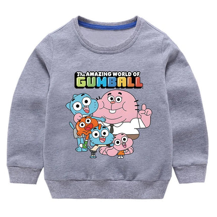 The Amazing World Of Gumball Printed Sweatshirts For Kids Clothes Boys Girls Pure Cotton Pullover Children's Basic Hoodies