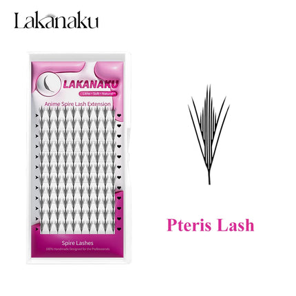 LAKANAKU Narrow Spire Eyelashes Extension Anime Lashes Spire Clusters Manga Style Feather Lightweight Premade Fans Extension