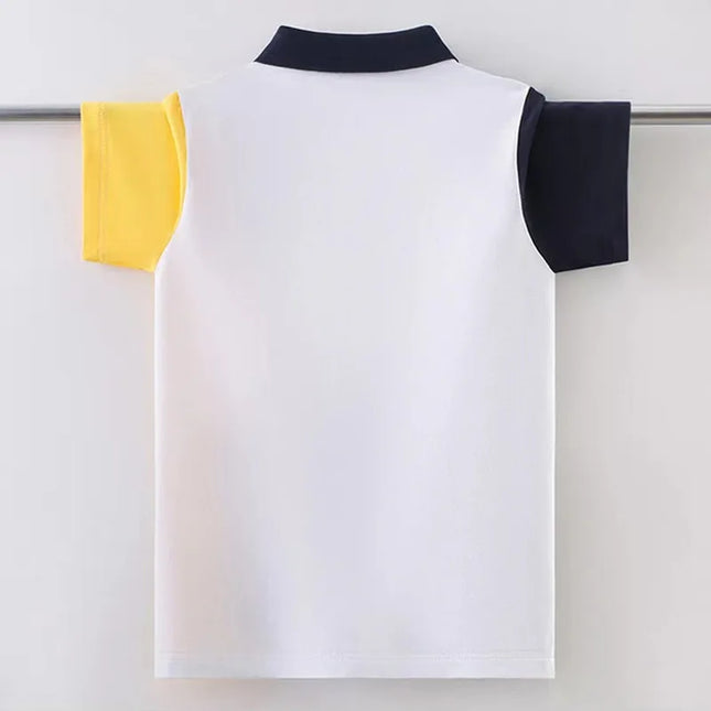 Teenager Boys Cotton Uniform Polo Shirt England Style Fashion Stripe Design Kids Short Sleeve Tops For Children's 5-15 Years Old
