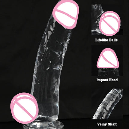 Soft Jelly Dildo Different Sizes Transparent Realistic Fake Dick Penis with Suction Cup G Spot Vagina Massage Sex Toy for Women