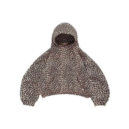 Loose Women Men Coat Street y2k retro leopard print hooded sweatshirt autumn winter Harajuku style hip-hop zipper pullover