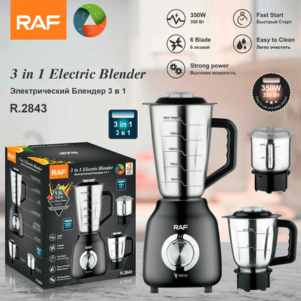 Stainless Steel Multifunctional Smoothies Shakes Grinder Blender Food Processor Combo 3 In 1 Electric Blender