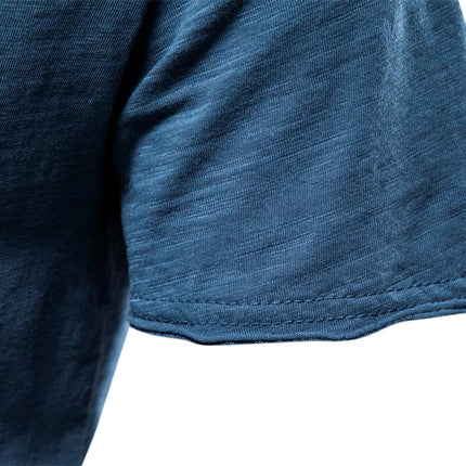 Brand Quality 100% Cotton Men's T-shirt V-neck Fashion Design Slim Fit Solid T-shirts Male Tops Tees Short Sleeve T-Shirt For Men