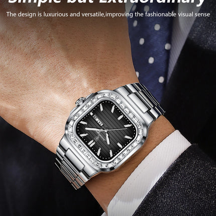 POEDAGAR Square Fashion Men's Watch Date Week Waterproof Luminous Quartz Man Watch Stainless Steel Luxury Sports Watches For Men