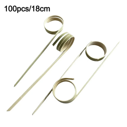 100Pcs Barbeque Bar Tool Kitchen Bar Cocktail Picks Disposable Bamboo Knot Skewers Fruit Forks Stick Household Party Decoration