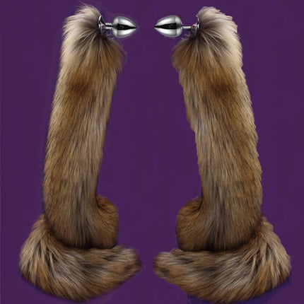 78cm Red Long Fox Tail Anal Plug Metal Butt Plug Prostate Massager Erotic Cosplay Accessories Adult Novelty Sex Toys For Couples