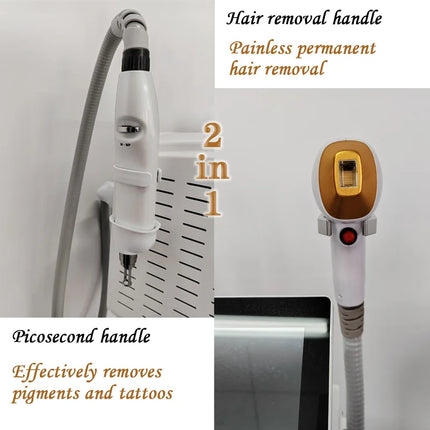 2 in 1 Diode Laser Hair Remova Ice Painless Alexandrite Picosecond Laser Tattoo Removal Multi-function cooling system beauty