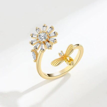 VENTFILLE 925 Sterling Silver Moon And Stars Zircon Rotatable Ring For Women Gift Diamond Relieve Stress Ring Jewelry Wholesale