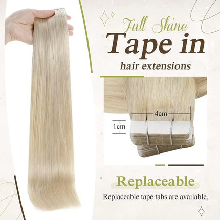Full Shine Tape In 100% Remy Human Hair Straight Double Sided Blonde Comfortable Silky Natural Tape ins For Women