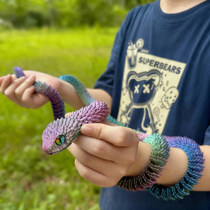 6 Pcs 150Cm/59.06In 3D Printed Snake Statue, Flexible 3D Printed Animal, Colorful Figurines Statue,