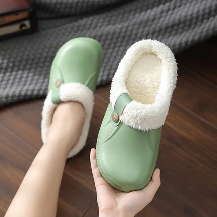 KANCOOL Fur Lined Clogs Shoes For Women Men Winter Indoor Outdoor Waterproof Plush Slippers Cozy Warm House Slippers Garden Shoe