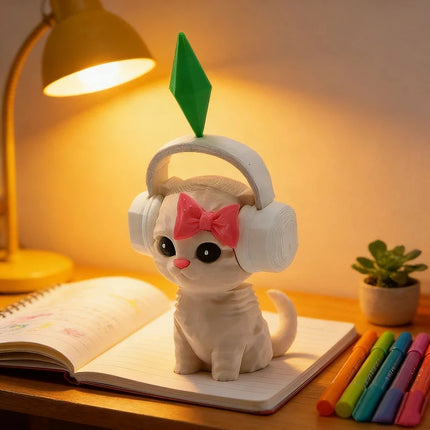 The Sims Cat Dancing Cat Car Ornament Creative Cute Kitten Mini Earphone Cat Model Home Desktop Decor  Automotive Interior Gift