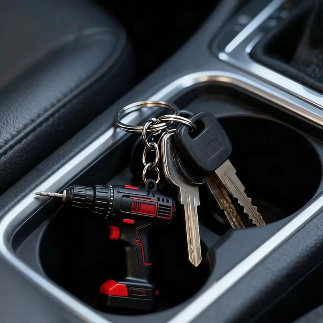 Lifelike Electric Drill Key Chain Cool Design Lightweight Drill Key Ring Mini Size PVC Mini Electric Drill Keychain