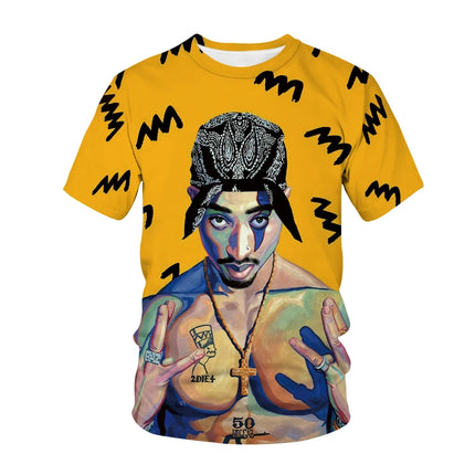 Rapper Tupac 2pac 3D Print Summer Fashion Men's T-shirt  Clothing Casual Short Sleeve T-shirt for Cool Men Tops Tees Clothes