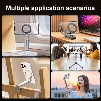 For Magsafe Airplane Phone Holder Foldable Tripod Portable Magnetic Phone Holder 360 Rotating Travel Phone Stand