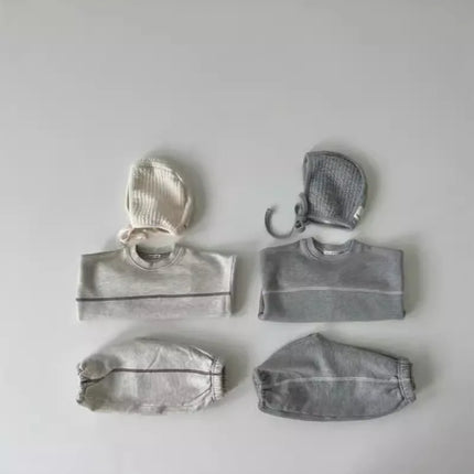 2025 Autumn New Baby Simple Versatile Sports Set Infant Boys Sweatshirt + Pants 2pcs Suit Cotton Kids Girls Solid Casual Outfits
