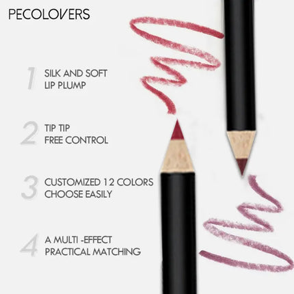 12 Color Nude Matte Lipstick Pencil Long-lasting Waterproof Lip Pencil High Pigmented Lip Liner Lips Makeup Tool Lip Contouring