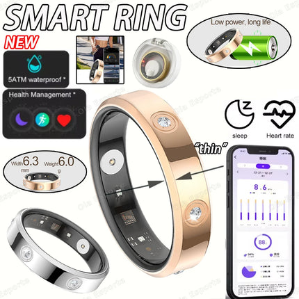 Super narrow 6.3mm Smart Ring Women Men 2026 Heart Rate Health Stress measurement Monitoring Waterproof Fashion Sports Smartring