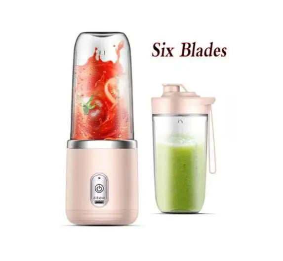 Portable Blender Bottle Electric 6 Blades Multifunction Juice Blender Fresh Juice Smoothie Blender Ice Crush Cup Food Processor