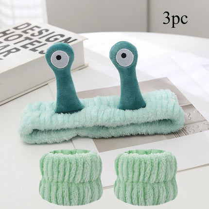 2025 New Cartoon Cross-border Funny Snail Face Wash Headband, Cute Plush Headband Suitable for Women's Face Washing and Makeup