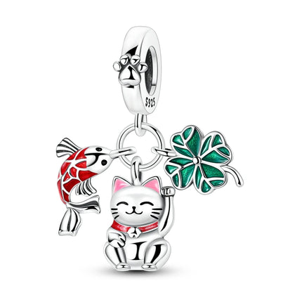 2025 New Charm 925 Sterling Silver Glow Firefly Travel Airplane Cat Paw Dragon Bead Fit Bracelet Bangle Necklace DIY Jewelry